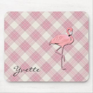 Pink Flamingo Plaid Mouse pad