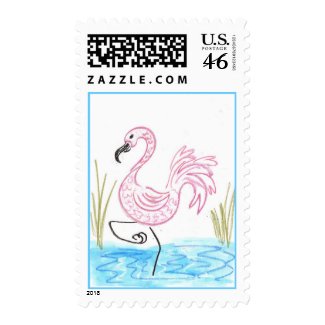 Pink Flamingo stamp