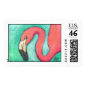 Pink Flamingo - Postage Stamp by folkartblonde Pink Flamingo - Postage Stamp