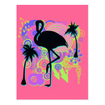 Pink Flamingo Silhouette Postcard