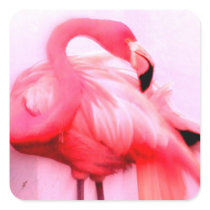 Pink Flamingo Square Sticker