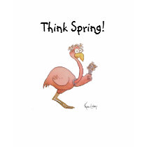 Pink Flamingo Think Spring Whimsical Shirt Cute