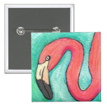 Pink Flamingo - tropical button