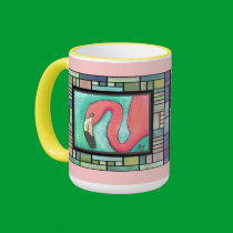 Pink Flamingo - tropical flair mug by folkartblonde Pink Flamingo - tropical flair mug
