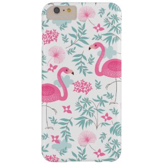 Pink Flamingo & Tropical Flowers G1 Barely There iPhone 6 Plus Case