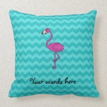 Pink flamingo turquoise chevrons throw pillow