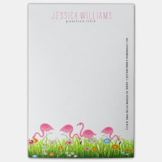 Pink Flamingos And Colorful Spring Flowers Post-it® Notes