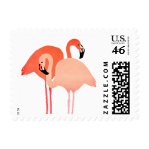 Pink Flamingos Beach Wedding Postage Stamp