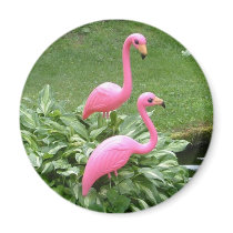 PINK FLAMINGOS magnet (round)
