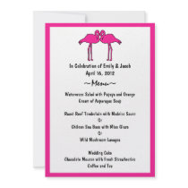 Pink Flamingos Menu Cards Custom Invites