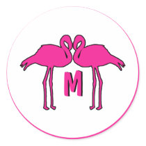 Pink Flamingos Monogram Stickers