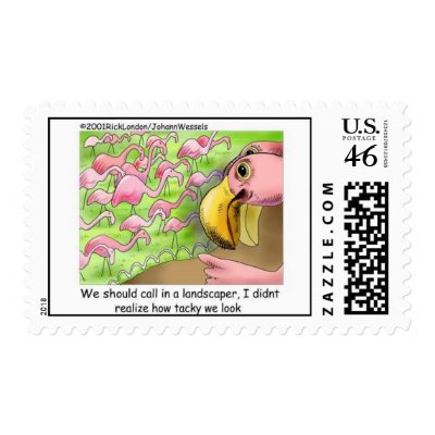 Pink Flamingos Postage Stamps by beardiethor123