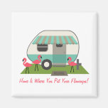 Pink Flamingos & Retro Camper Magnet