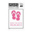 Pink flip flop save the date wedding postage stamp