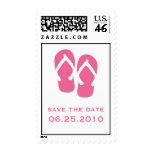 Pink flip flop save the date wedding postage