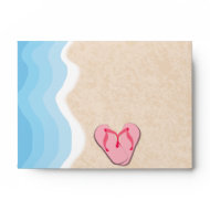 Pink Flip-Flops on Beach Envelope envelope