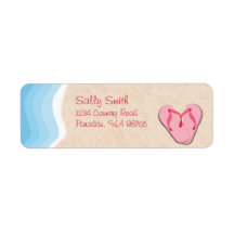 Pink Flip-Flops on the Beach Label