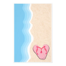 Pink Flip Flops on the Beach Stationery