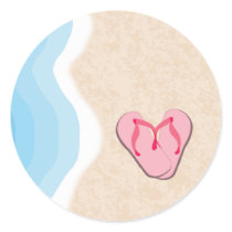 Pink Flip Flops on the Beach Sticker