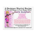 Pink Flirtini Martini Recipe Card Postcard