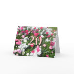 Pink Floral 20th Birthday Card