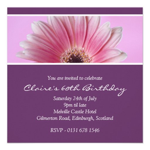 Pink Floral 60th Birthday Party Invitation (front side)