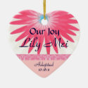 Pink Floral Adoption Announcement Keepsake Christmas Tree Ornaments