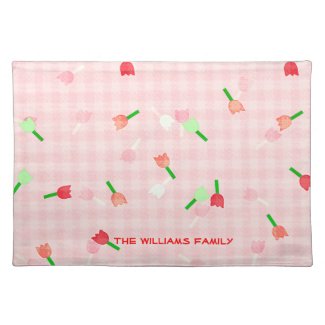 Pink Floral and Checked Place Mat