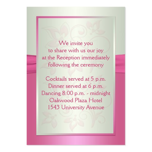 Pink Floral and Pale Green Enclosure Card Business Card Template (back side)