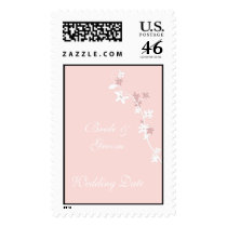Pink Floral Background Wedding Postage Stamp