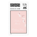 Pink Floral Background Wedding Postage Stamp