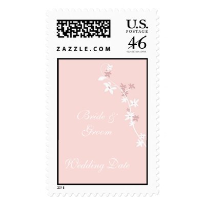 Pink Floral Background Wedding Postage Stamp