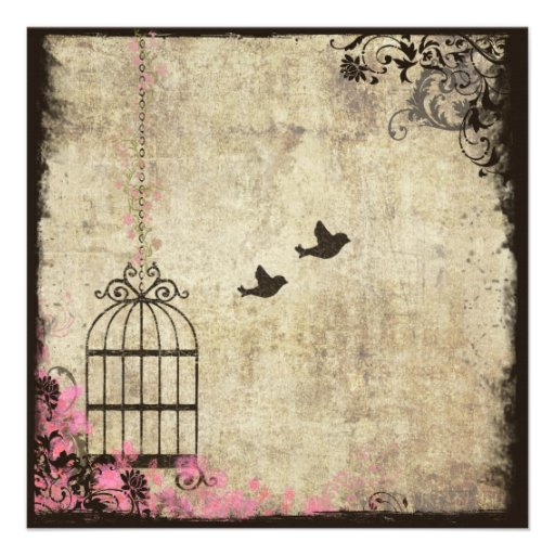 Pink Floral Birdcage Bridal Shower Invitation