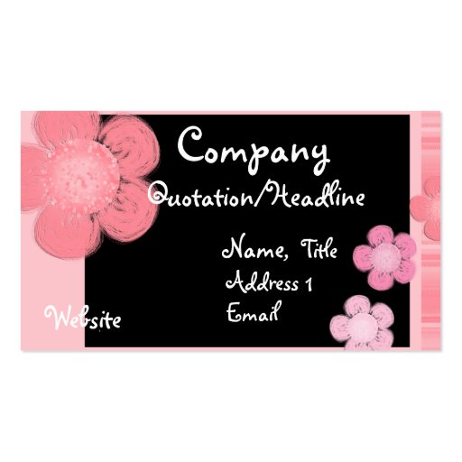 Pink Floral Border Business Cards (front side)