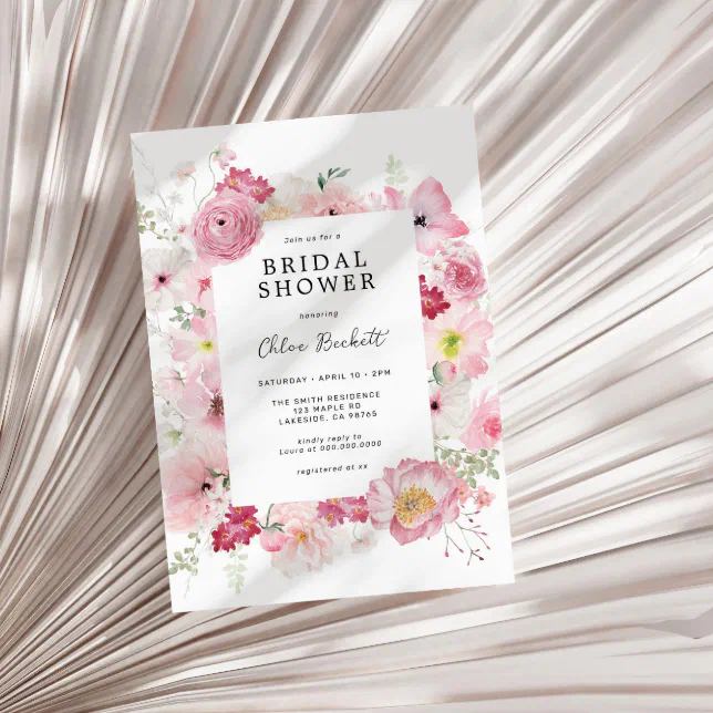 Pink Floral Bridal Shower Invitation Zazzle