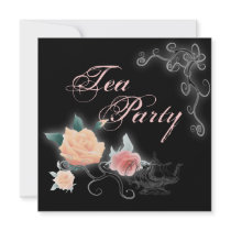 Pink Floral Bridal Shower Tea Party Invitation