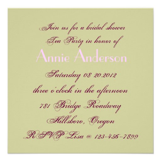 Pink Floral Bridal Shower Tea Party Invitation