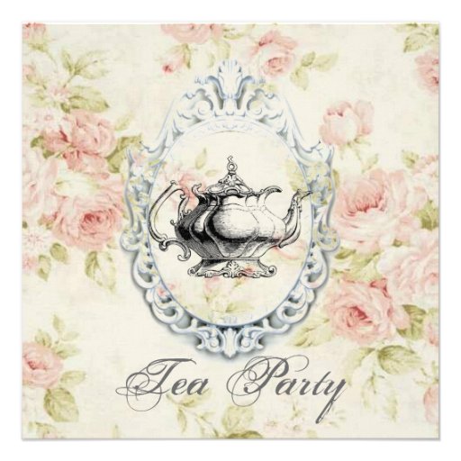 Pink Floral Bridal Shower Tea Party Invitation