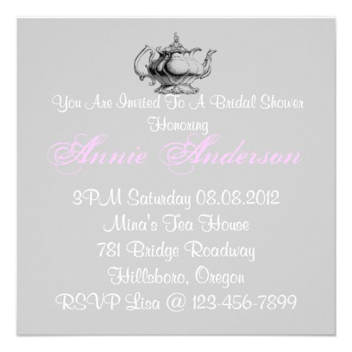 Pink Floral Bridal Shower Tea Party Invitation