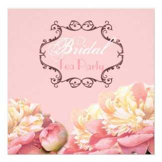 Pink Floral Bridal Shower Tea Party Invitation