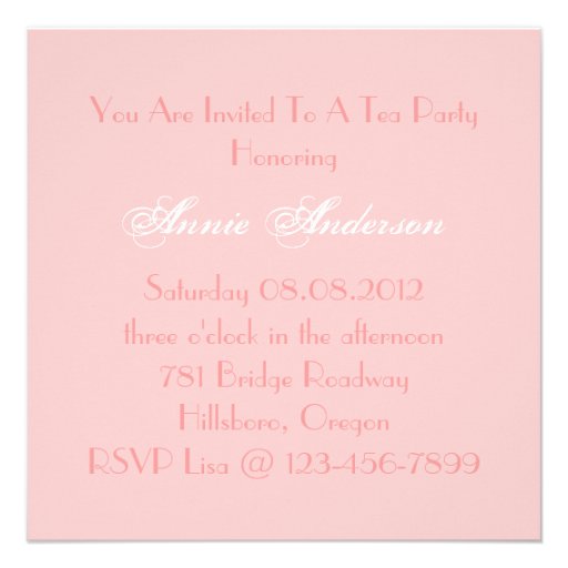 Pink Floral Bridal Shower Tea Party Invitation