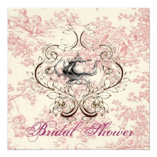 Pink Floral Bridal Shower Tea Party Invitation