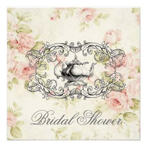 Pink Floral Bridal Shower Tea Party Invitation