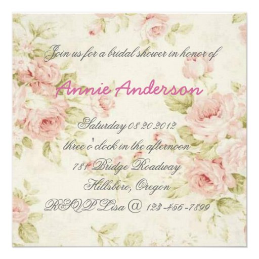 Pink Floral Bridal Shower Tea Party Invitation