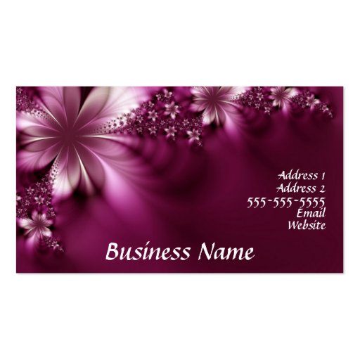 pink floral Business card (front side)