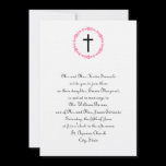 Pink Floral Circle Christian Wedding Invitation