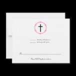 Pink Floral Circle Christian Wedding RSVP card