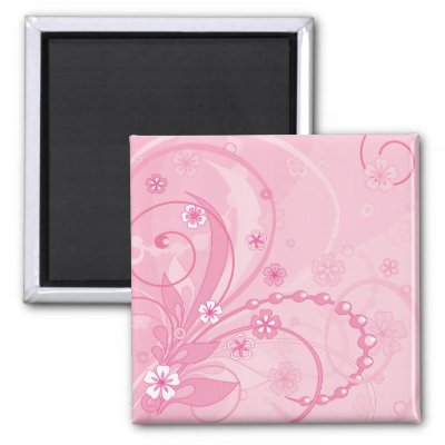 pink floral composition fridge magnet