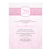 Pink Floral Damask Wedding Anniversary Invite invitations