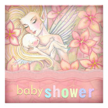 Pink Floral Fairy Mother and Infant Baby Shower invitations